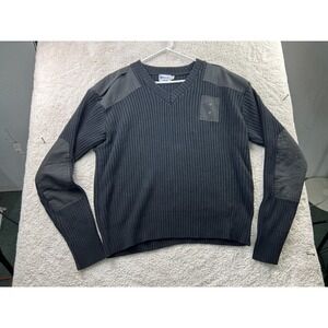 Galls Sweater Mens 2XL Black V Neck Police Commando Shoulder Elbow Patches